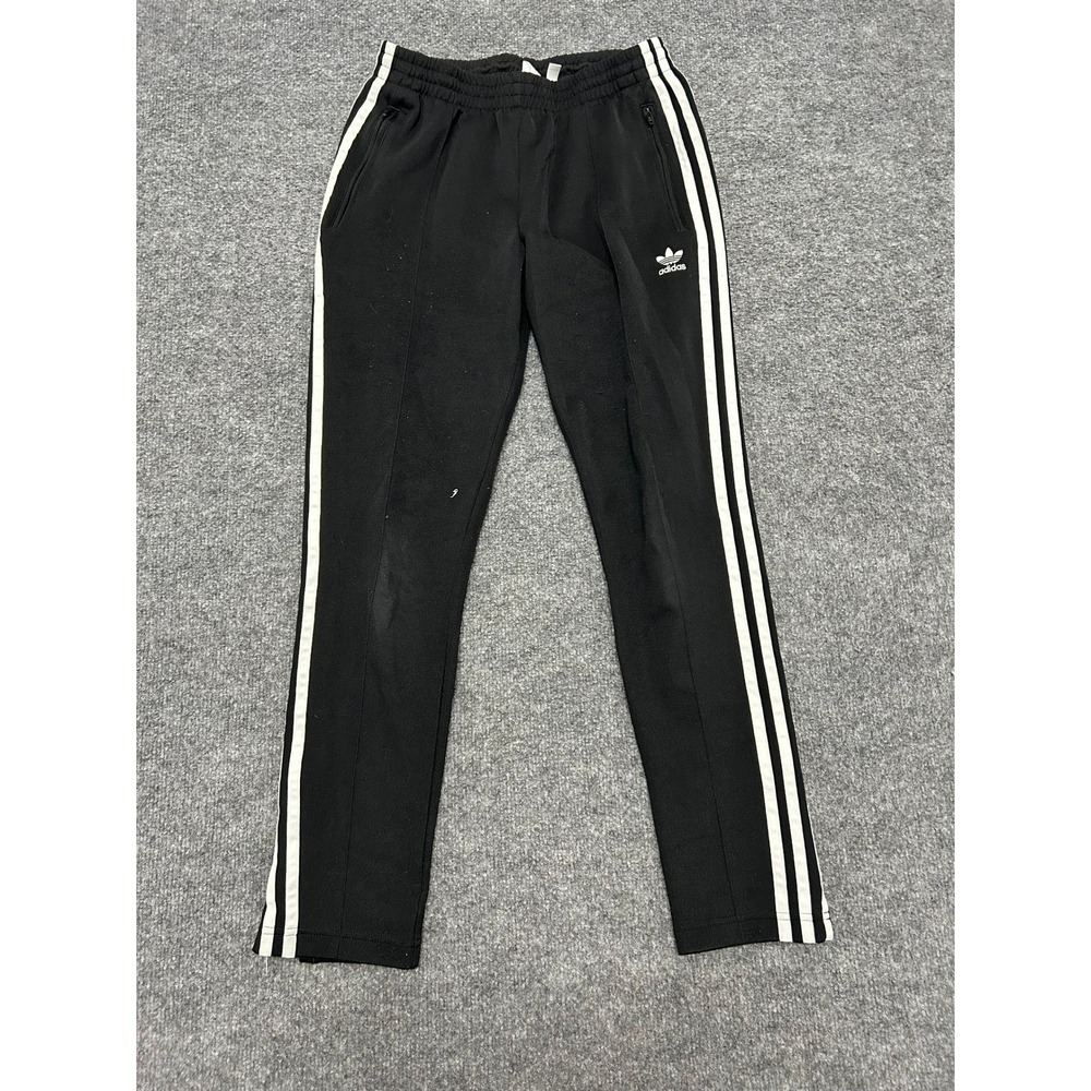 Adidas Track Pants Womens Size S Black Slim Fit 3-Stripe Trefoil Logo Tapered